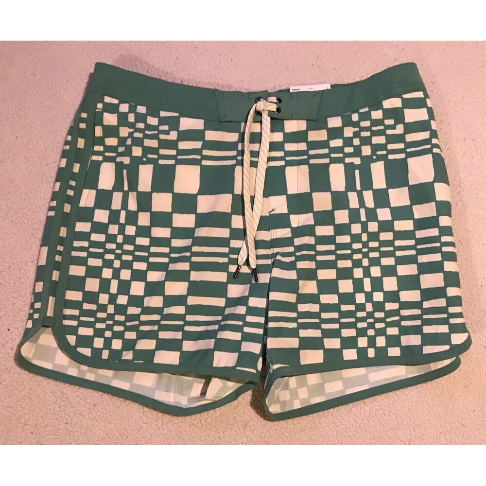 Sonoma Good Life Men’s 5” Compression Lined Swim Trunks Green Check Large New